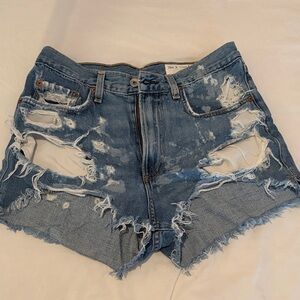 Distressed Blue Denim Shorts